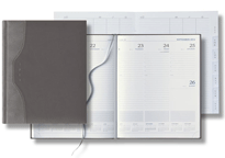 charcoal gray and light grey faux leather desk planner