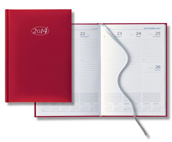 red faux leather mid size desk planner