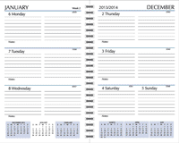 5x8 wired weekly planning calendar