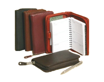 Black, Brick Red, Plum, Red & Brown Zippered Leather Ogranizer Planners
