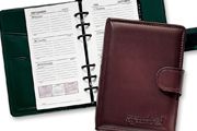 Green and Burgundy Softhide Vinyl 6-Ring Mini Planners